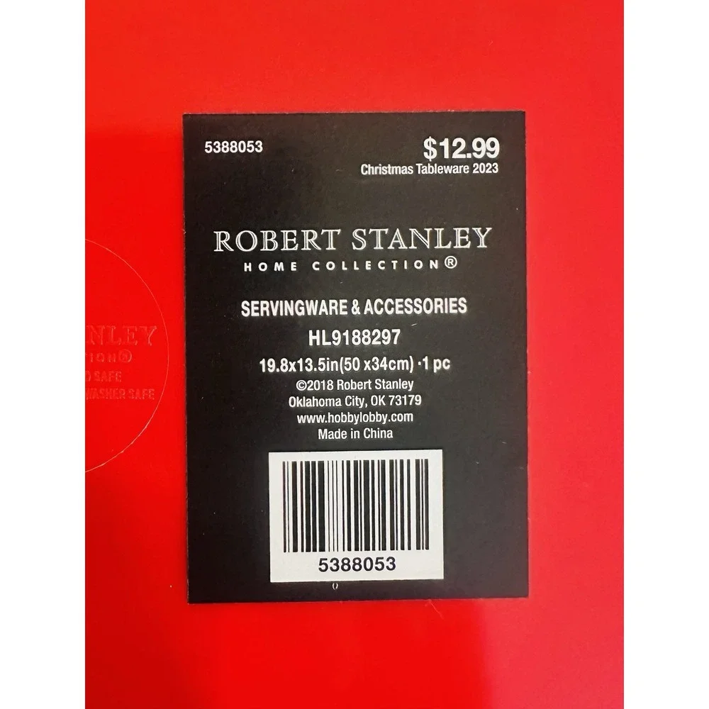 2 ROBERT STANLEY Melamine Red Black Buffalo Servingware & Accessories 19.8x13.5